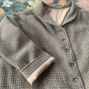 3XL True Vintage Lightweight Wool Tweed Jacket Cropped Plus Size Handmade